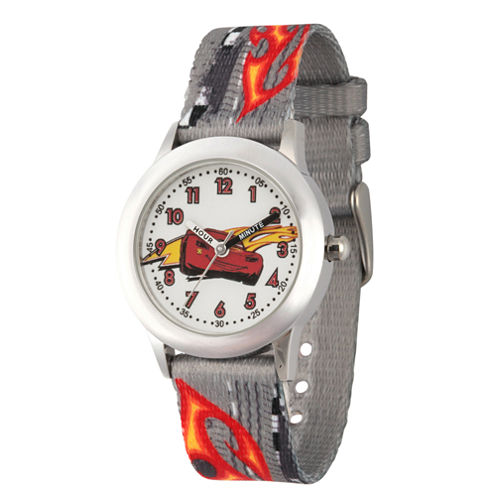 Disney Cars Boys Gray Strap Watch-Wds000460