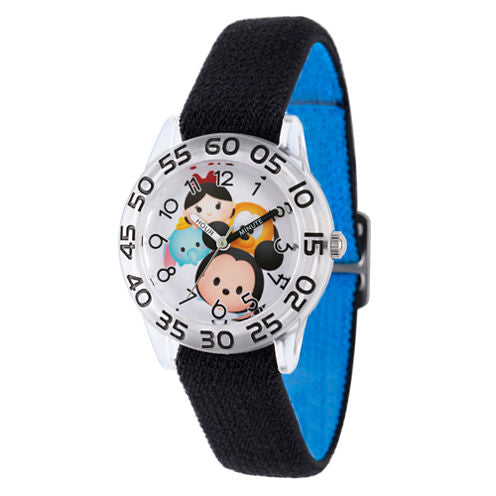 Disney Boys Mickey Mouse & Friends Tsum Tsum Black Time Teacher Strap Watch W003008