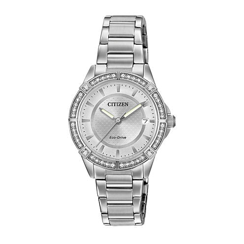 Drive from Citizen® Eco-Drive Womens Crystal-Accent Stainless Steel Bracelet Watch FE6060-51A