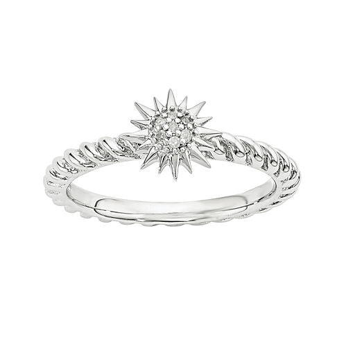 Diamond-Accent Sterling Silver Stackable Star Ring