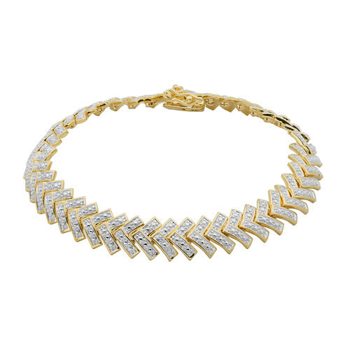 Diamond-Accent 18K Gold Over Brass Chevron Bracelet