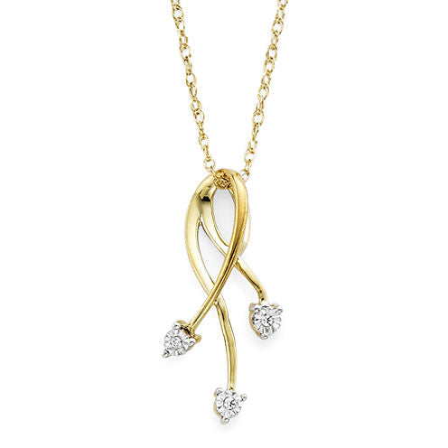 Diamond-Accent 10K Yellow Gold Floral Spray Pendant Necklace