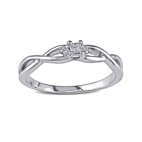 Diamond-Accent 10K White Gold Twist Bridal Ring