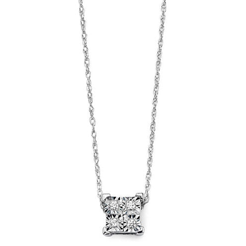 Diamond-Accent 10K White Gold Square Necklace