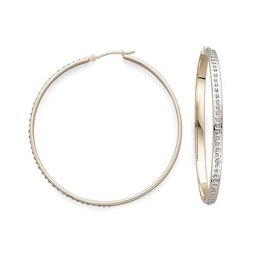 Diamond Fascination™ 18K Yellow Gold Over Sterling Silver Hoop Earrings