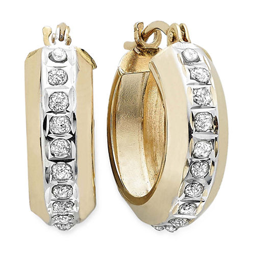 Diamond Fascination™ 14K Yellow Gold Round Hoop Earrings