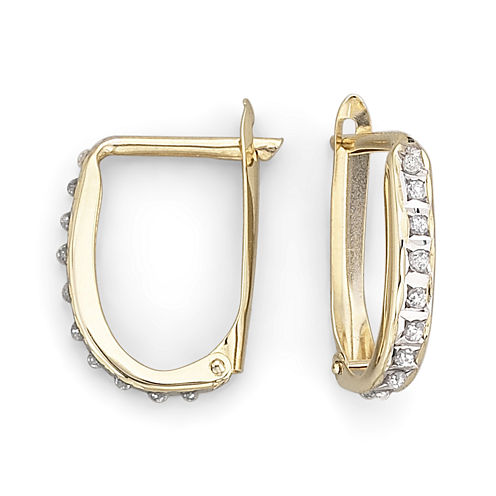 Diamond Fascination™ 14K Yellow Gold Oval Hoop Earrings