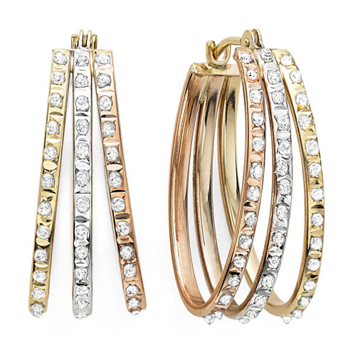 Diamond Fascination™ 14K Tri-Color Diamond Accent Triple Oval Hoop Earrings