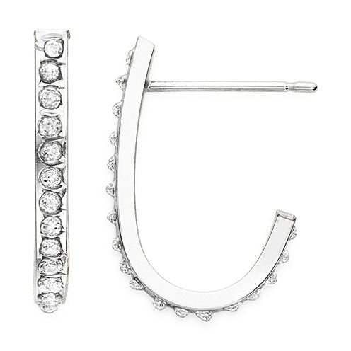 Diamond Fascination™ 14K Gold J-Hoop Earrings