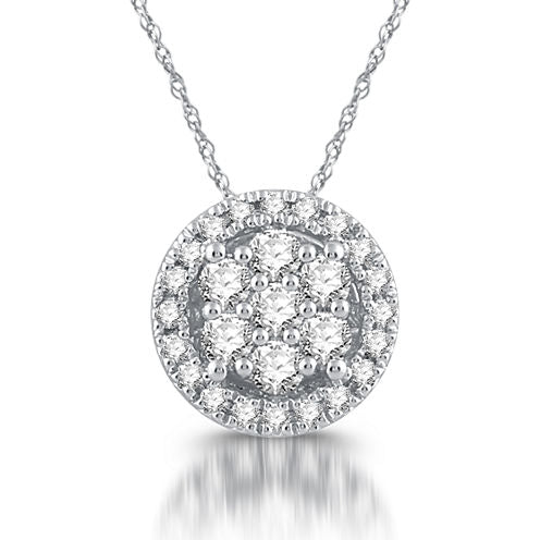 Diamond Blossom Womens Genuine White Diamond 10K Gold Pendant Necklace