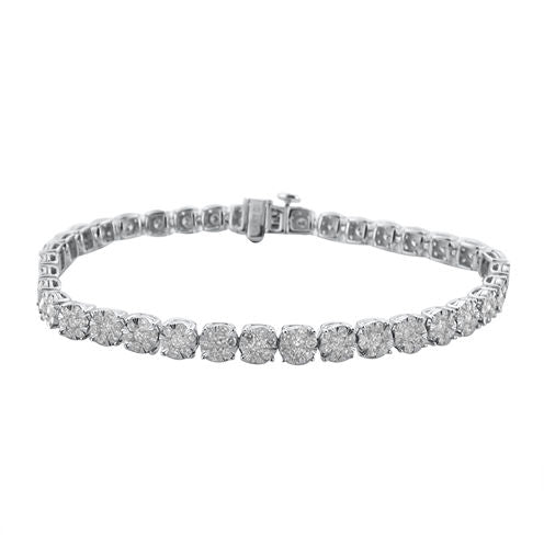 Diamond Blossom Womens 7 1/4 Inch 3 CT. T.W. White Diamond 10K Gold Link Bracelet