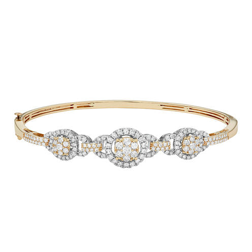 Diamond Blossom Womens 2 CT. T.W. White Diamond 14K Gold Bangle Bracelet