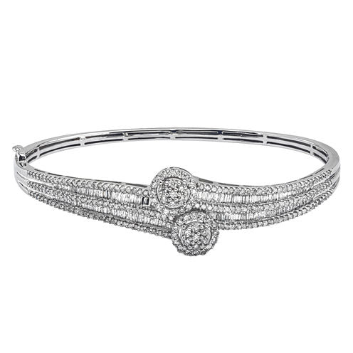 Diamond Blossom Womens 2 CT. T.W. White Diamond 10K Gold Bangle Bracelet