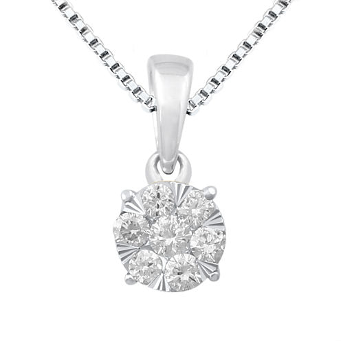 Diamond Blossom Womens 1/4 CT. T.W. Genuine White Diamond 10K Gold Pendant Necklace