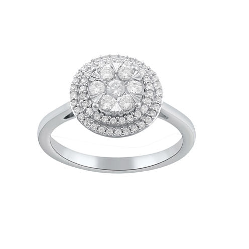 Diamond Blossom Womens 1/2 CT. T.W. White Diamond 10K Gold Cocktail Ring