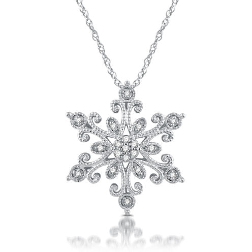 Diamond Blossom Womens 1/10 CT. T.W. Genuine White Diamond Sterling Silver Pendant Necklace