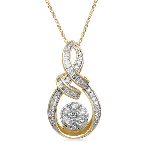 Diamond Blossom Womens 1 CT. T.W. Genuine White Diamond 10K Gold Pendant Necklace