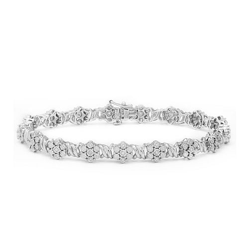 diamond blossom 1/5 CT. T.W. Diamond Sterling Silver Bracelet