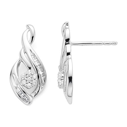 diamond blossom 1/4 CT. T.W. Diamond n Sterling Silver Earrings