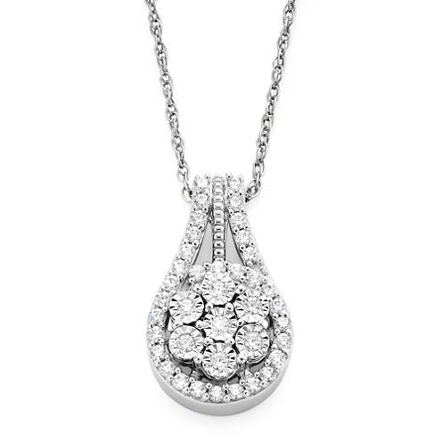 diamond blossom 1/3 CT. T.W. Diamond Cluster Orbit Pendant Necklace