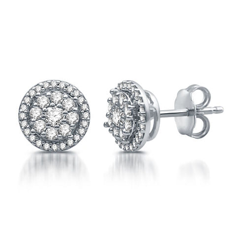 Diamond Blossom 1/2 CT. T.W. White Diamond 10K White Gold 8.6mm Stud Earrings