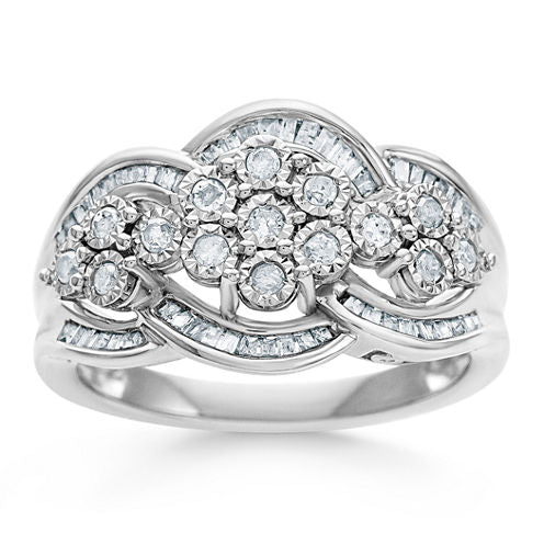 diamond blossom 1/2 CT. T.W. Diamond Miracle Plate Ring In Sterling Silver