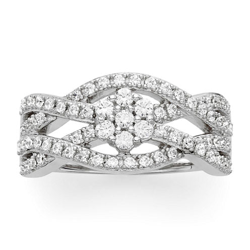 diamond blossom 1/2 CT. T.W. Diamond Crossover Ring