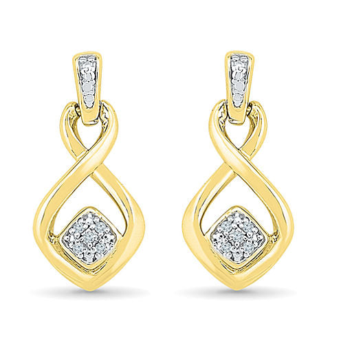 Diamond Accent White Diamond 10K Gold Over Silver Drop Earrings