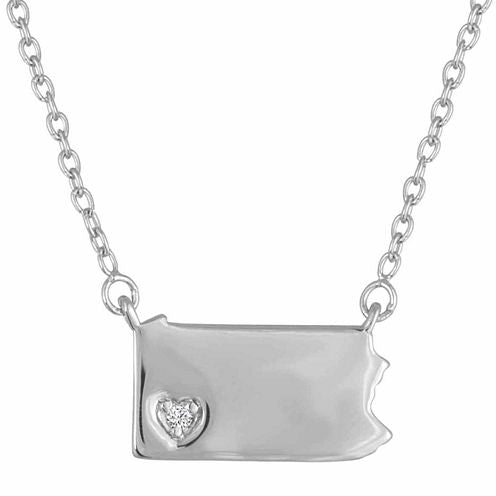 Diamond Accent Sterling Silver Pennsylvania Pendant Necklace