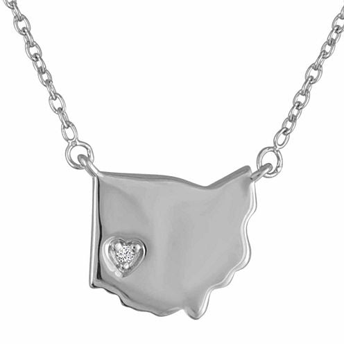 Diamond Accent Sterling Silver Ohio Pendant Necklace