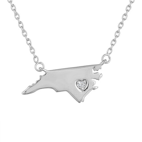 Diamond Accent Sterling Silver North Carolina Pendant Necklace