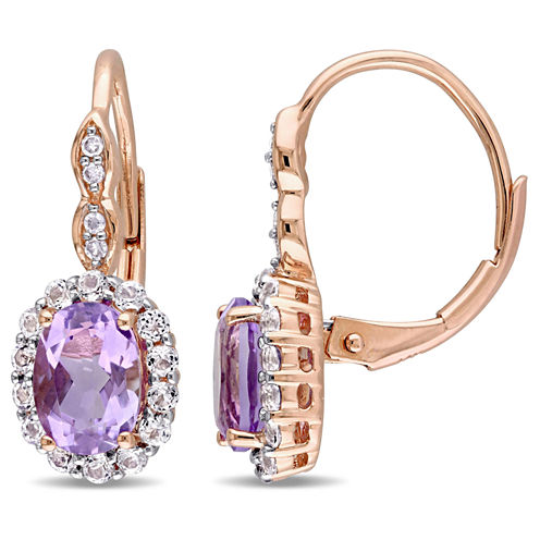 Diamond Accent Genuine Purple Amethyst 14K Gold Drop Earrings