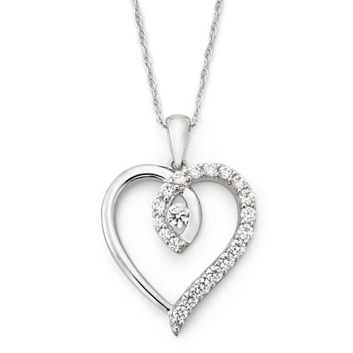 DiamonArt® Cubic Zirconia Twisted Heart Pendant Necklace