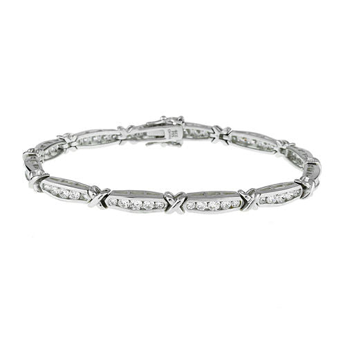 DiamonArt® Cubic Zirconia Sterling Silver X Link Bracelet