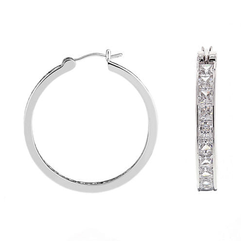 DiamonArt® Cubic Zirconia Sterling Silver Hoop Earrings