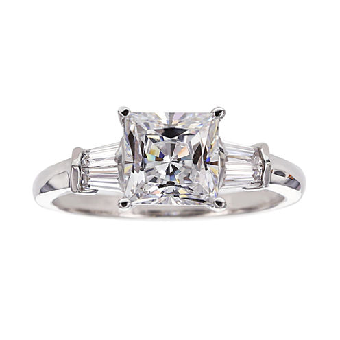 DiamonArt® Cubic Zirconia Sterling Silver 3-Stone Ring