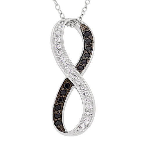 Diamonart Womens 7/8 CT. T.W. Black Cubic Zirconia Sterling Silver Infinity Pendant Necklace