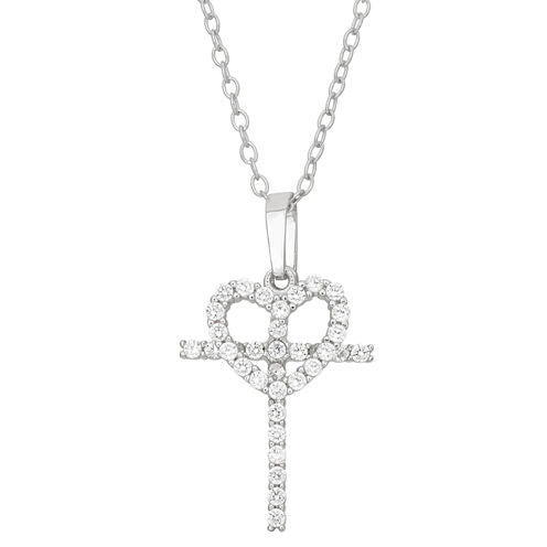 Diamonart Womens 5/8 CT. T.W. White Cubic Zirconia Sterling Silver Cross Pendant Necklace