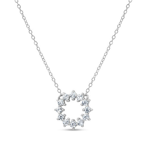 Diamonart Womens 3/4 CT. T.W. Lab Created White Cubic Zirconia Sterling Silver Round Pendant Necklace