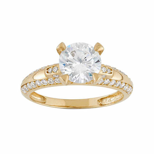 Diamonart Womens 2 1/4 CT. T.W. Round White Cubic Zirconia 10K Gold Engagement Ring