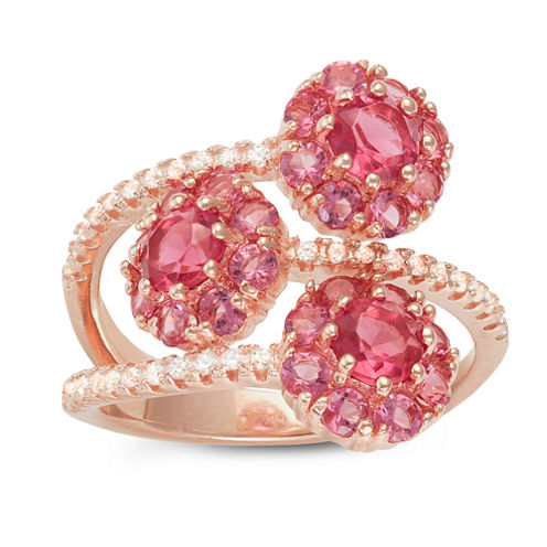 Diamonart Womens 2 1/4 CT. T.W. Pink Cubic Zirconia 14K Gold Over Silver Cocktail Ring