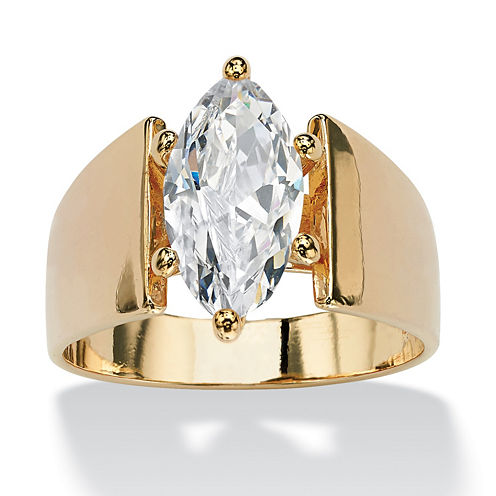 Diamonart Womens 2 1/2 CT. T.W. Marquise White Cubic Zirconia Gold Over Brass Engagement Ring