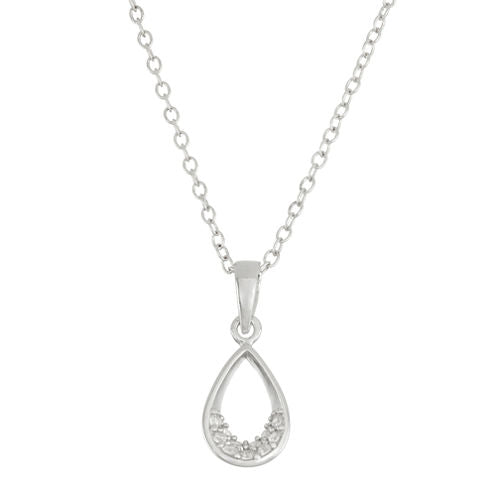 Diamonart Womens 1/5 CT. T.W. White Cubic Zirconia Sterling Silver Pear Pendant Necklace