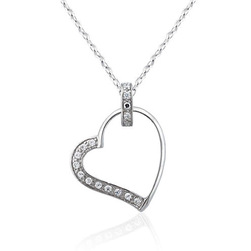 Diamonart Womens 1/2 CT. T.W. White Cubic Zirconia Sterling Silver Heart Pendant Necklace