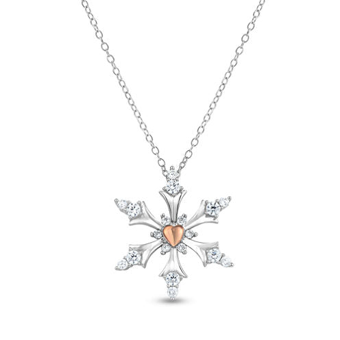 Diamonart Womens 1/2 CT. T.W. Cubic Zirconia 18K Rose Gold Over Silver Pendant Necklace