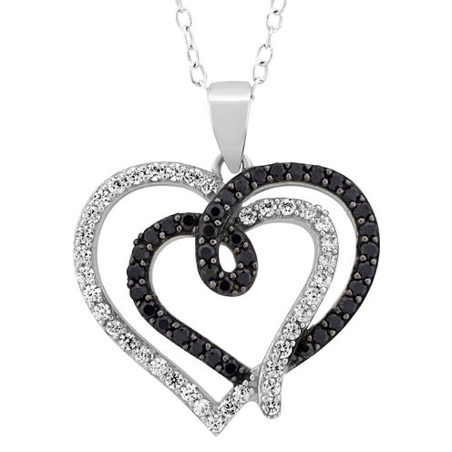 Diamonart Womens 1 1/3 CT. T.W. Lab Created White Cubic Zirconia Sterling Silver Heart Pendant Necklace