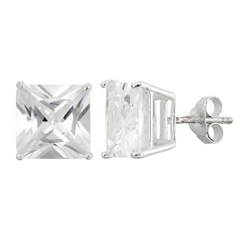 Diamonart Greater Than 6 CT. T.W. White Cubic Zirconia Sterling Silver 10mm Stud Earrings