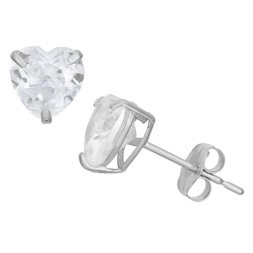 Diamonart 1 1/2 CT. T.W. White Cubic Zirconia Sterling Silver Heart Stud Earrings