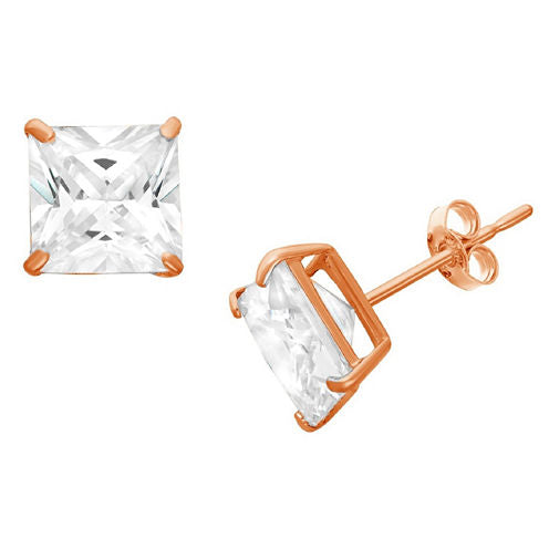 Diamonart 1 1/2 CT. T.W. White Cubic Zirconia 10K Rose Gold Over Silver Square Stud Earrings