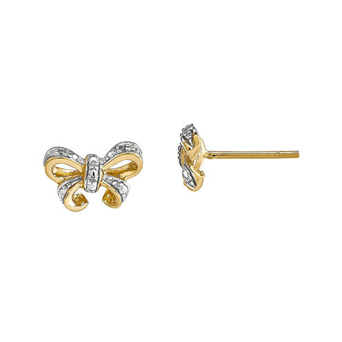 Diamond Accent 14K Yellow Gold Bow Earrings